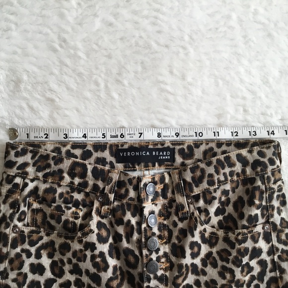 Veronica Beard Debbie Leopard Button Fly 10" High Rise Skinny Leg Jeans Size 28 - Picture 6 of 12